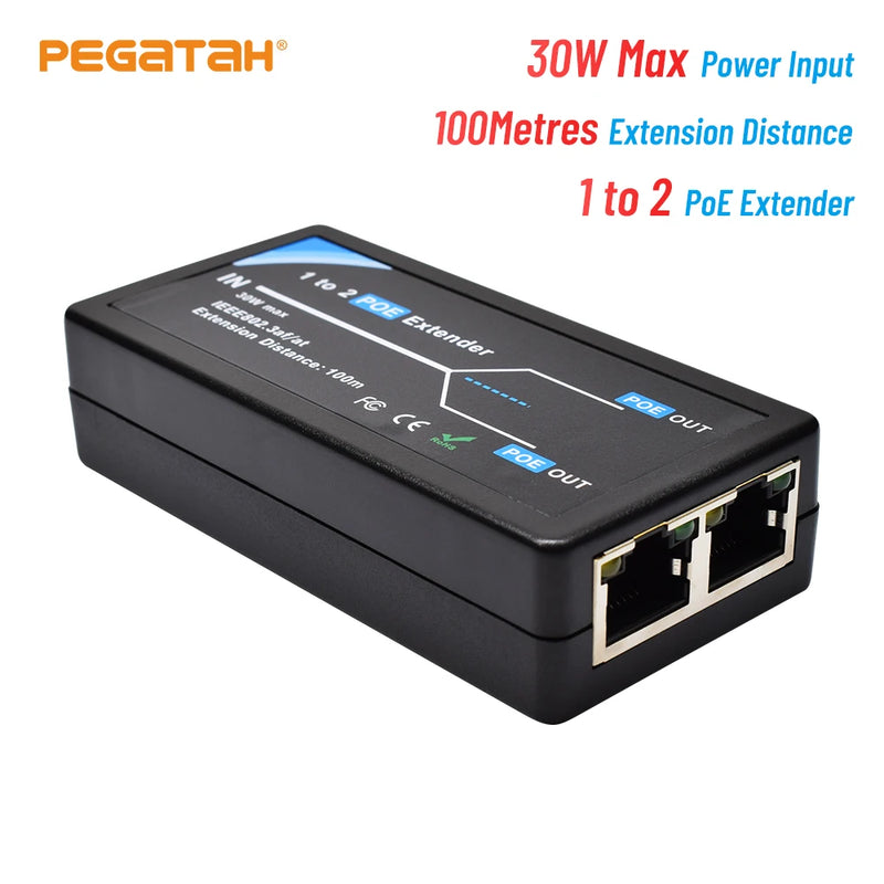 PEGATAH POE Extender 2 /4 ports for IP Camera IEEE802.3af, Extender for IP Port poe extension cable Plug-and-Play - Property & Safety Tradings