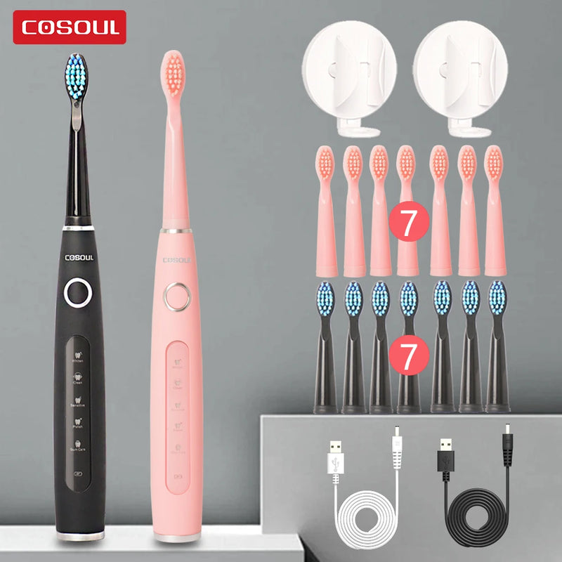 Electric Toothbrush Sonic Rechargeable Top Quality Smart Chip Toothbrush Head Replaceable Whitening Healthy Best Gift ! - PST PS Tradings