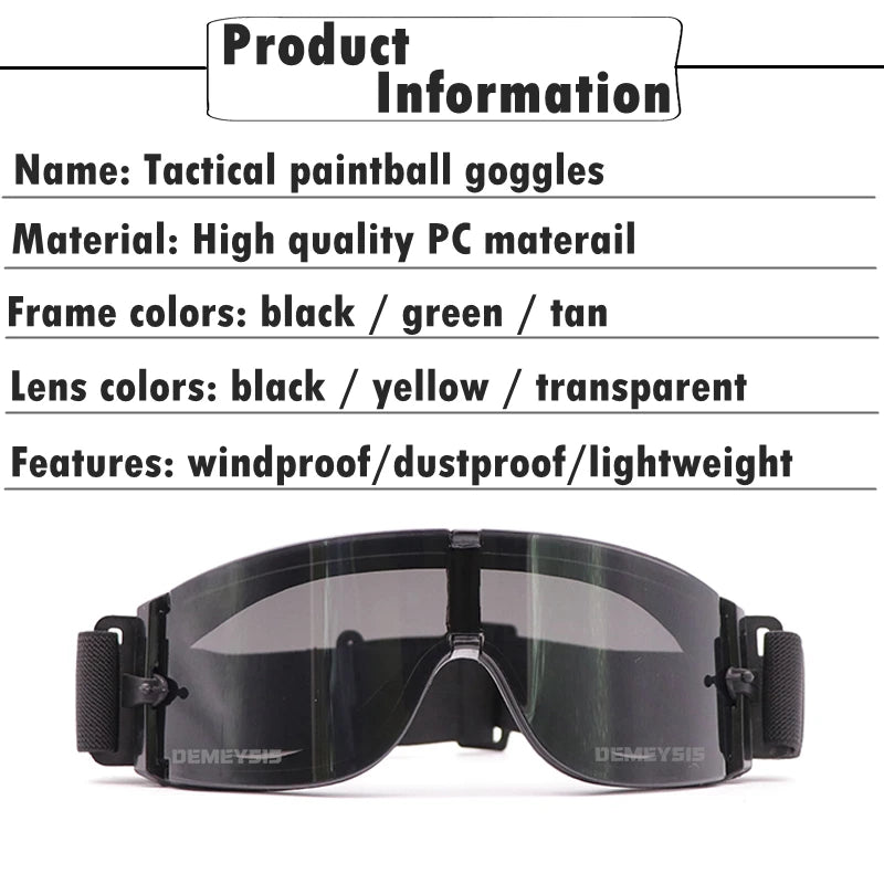 Tactical Glasses Airsoft Glasses Paintball Shooting eyewear Windproof  Tactical Goggles Anti-UV Protection Glasses - PST PS Tradings