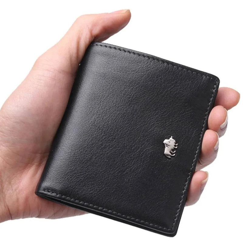 BISON DENIM Fashion Purse Men's Genuine Leather Wallet RFID Blocking Mini Wallet Male Card Holder Small Zipper Coin Purse W9317 - PST PS Tradings