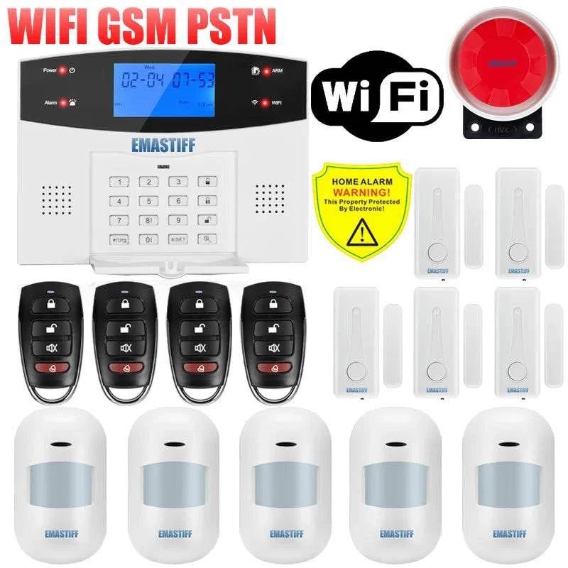 IOS Android APP Wired Wireless Home Security Tuya WIFI PSTN GSM Alarm System Intercom Remote Control Autodial Siren Sensor Kit - Property & Safety Tradings