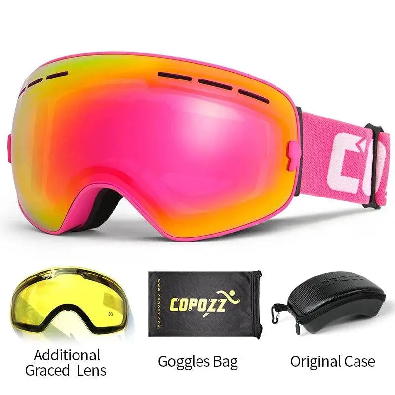 COPOZZ Brand Professional Ski Goggles Double Layers Lens Anti-fog UV400 Big Ski Glasses Skiing Snowboard Men Women Snow Goggles - Property & Safety Tradings