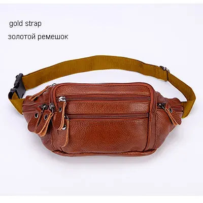 Fashion Men Genuine Leather Fanny Bag for Phone Pouch Male Leather Messenger Bags Brand Fanny Pack Male Travel Waist Bag Men - Property & Safety Tradings