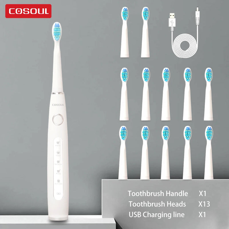 Electric Toothbrush Sonic Rechargeable Top Quality Smart Chip Toothbrush Head Replaceable Whitening Healthy Best Gift ! - PST PS Tradings