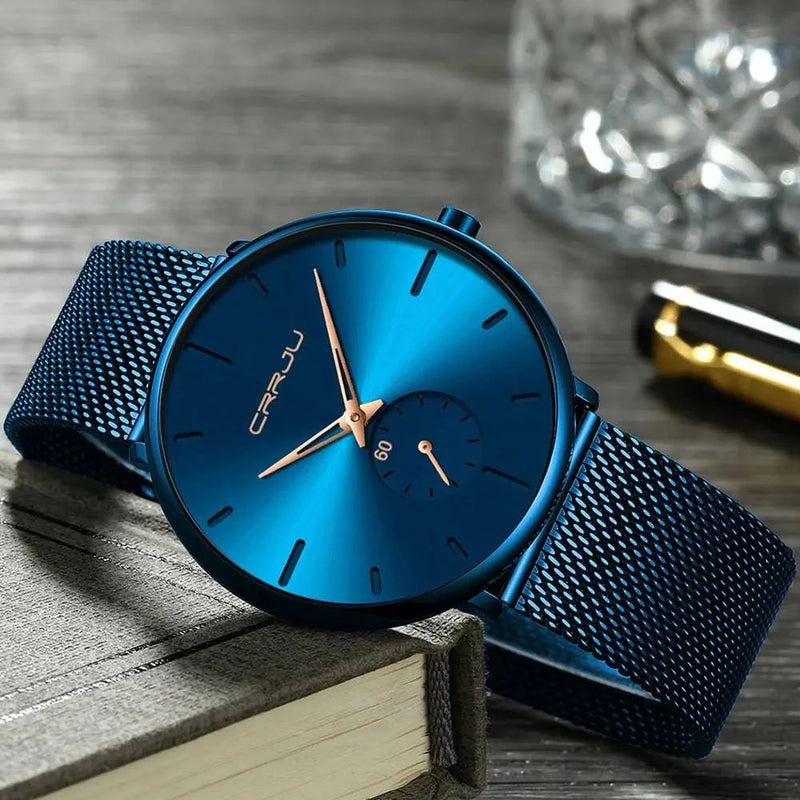 CRRJU Fashion Mens Watches Top Brand Luxury Quartz Watch Men Casual Slim Mesh Steel Waterproof Sport Watch Relogio Masculino - PST PS Tradings