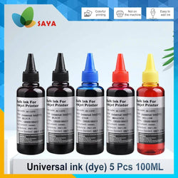 5x100ml Universal Dye Ink Refill for HP Canon Epson Brother Dell Deskjet Inkjet Printer, BK C M Y Bottle Tank Cartridge CISS Ink - PST PS Tradings