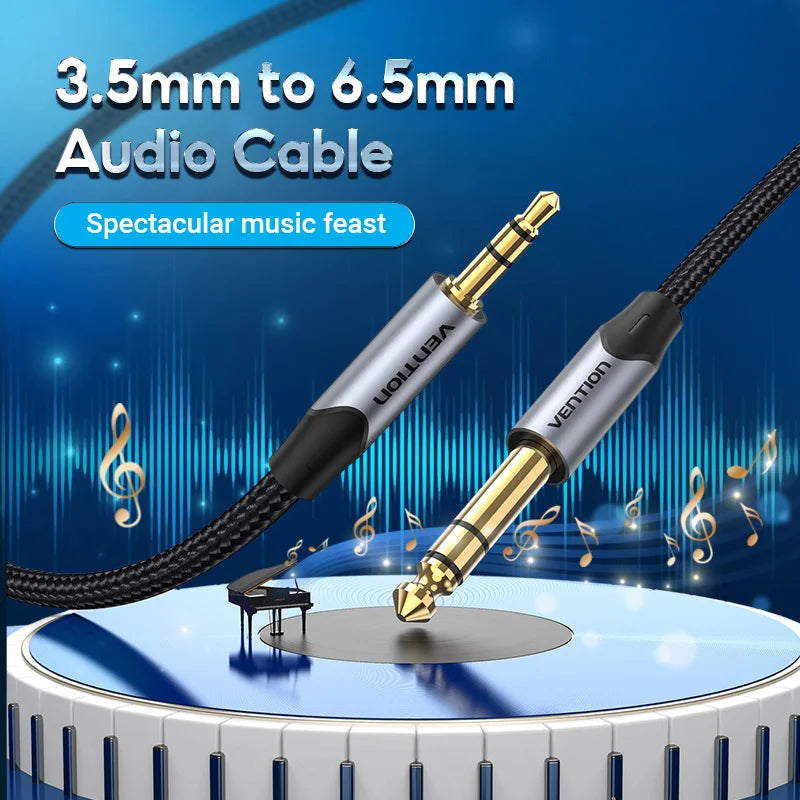 Tions 3,5mm zu 6,35mm Adapter Aux Kabel für Mixer Verstärker Gold Überzogene 3,5 Klinke auf 6,5 Klinke 0,5 m 3m 5m Aux Cabo Stecker auf Stecker