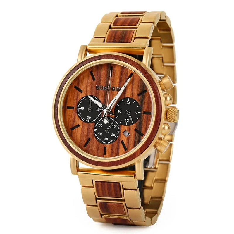 BOBO BIRD Wood Men Watch Relogio Masculino Top Brand Luxury Stylish Chronograph Military Watches Timepieces in Wooden Gift Box - Property & Safety Tradings