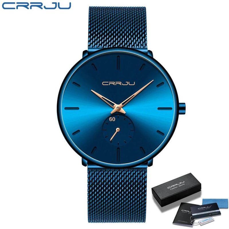 CRRJU Fashion Mens Watches Top Brand Luxury Quartz Watch Men Casual Slim Mesh Steel Waterproof Sport Watch Relogio Masculino - Property & Safety Tradings