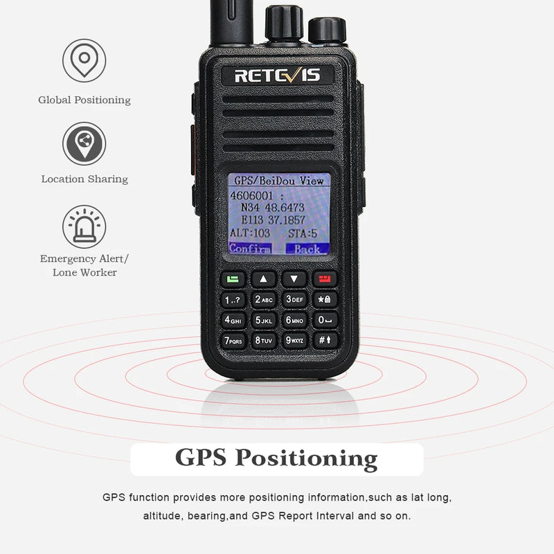 Retevis RT3S Walkie Talkie DMR Радио UHF VHF Цифровая любительская радиостанция 5 Вт Дальнего действия Любительские радиостанции Рации Профессиональный GPS