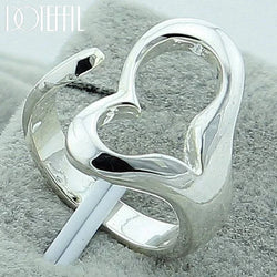 DOTEFFIL 925 Sterling Silver Heart-Shaped Open Ring For Women Wedding Engagement Party Jewelry - Property & Safety Tradings