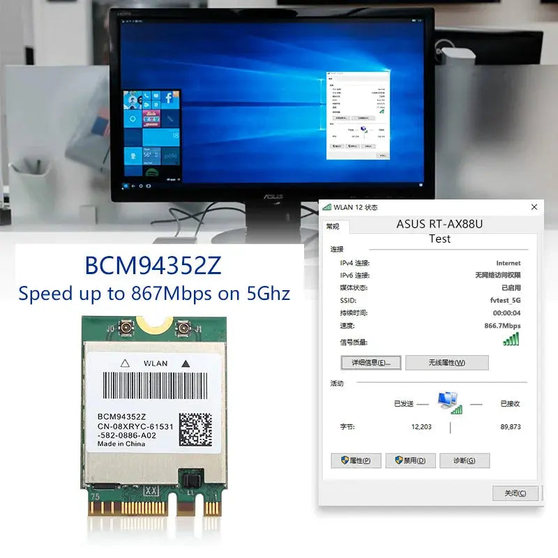 Dual band Wireless Hackintosh BCM94360NG WIFI Card NGFF M.2 1200Mbps Bluetooth4.0 BCM94352Z NGFF 802.11ac Wlan Adapter DW1560 - Property & Safety Tradings