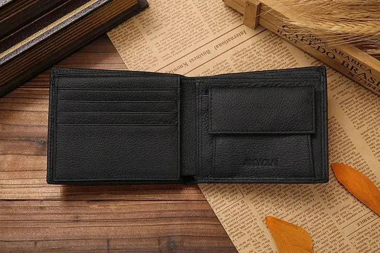 JINBAOLAI Genuine Leather Men Wallets Short Design ID Card Holder Waterproof Black Male Wallet Casual Top Quality Men Purse - PST PS Tradings