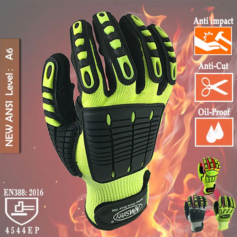 Cut Resistant Safety Work Glove Anti Vibration Anti Impact Oil-proof Protective With Nitrile Dipped Palm Glove for Working - PST PS Tradings