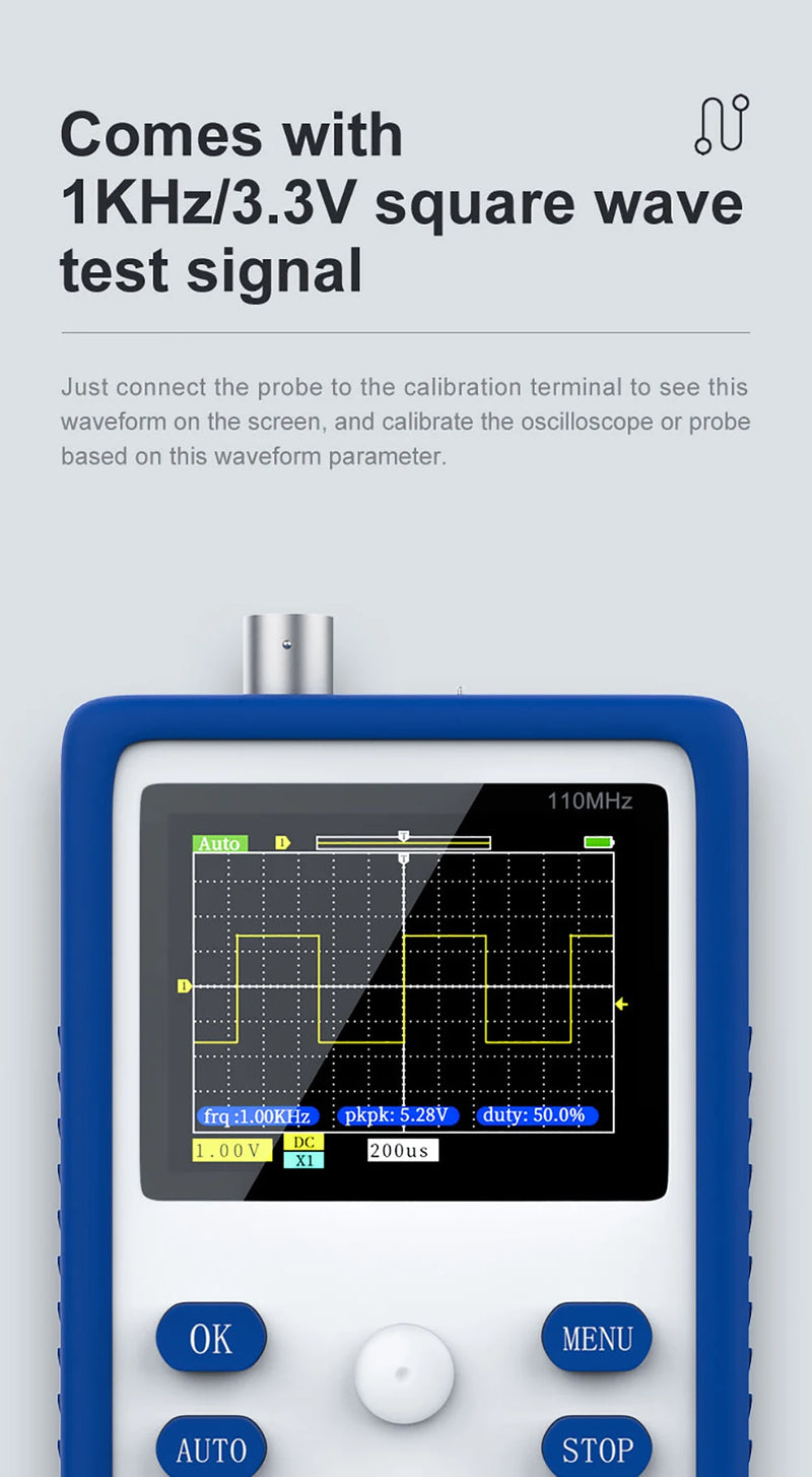 Fnirsi 1 c15 profession elles digitales Oszilloskop 110MHz analoge Bandbreite 500 ms/s Abtastrate unterstützt 1kHz Rechteck welle 400V.