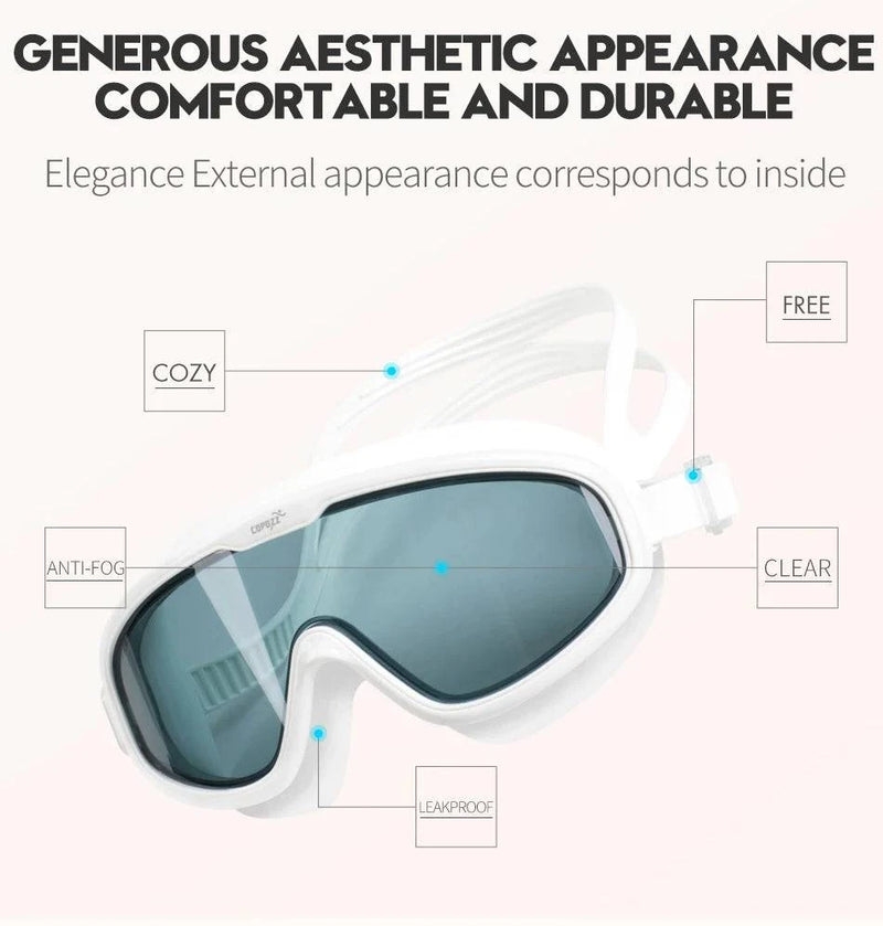 COPOZZ 2022 Anti-fog Swimming Goggles Whole Shaped Lens UV Protection with Big Silicone Frame Swimming Glasses for Men and Women - Property & Safety Tradings