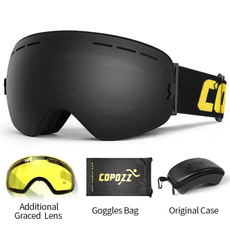 COPOZZ Brand Professional Ski Goggles Double Layers Lens Anti-fog UV400 Big Ski Glasses Skiing Snowboard Men Women Snow Goggles - Property & Safety Tradings