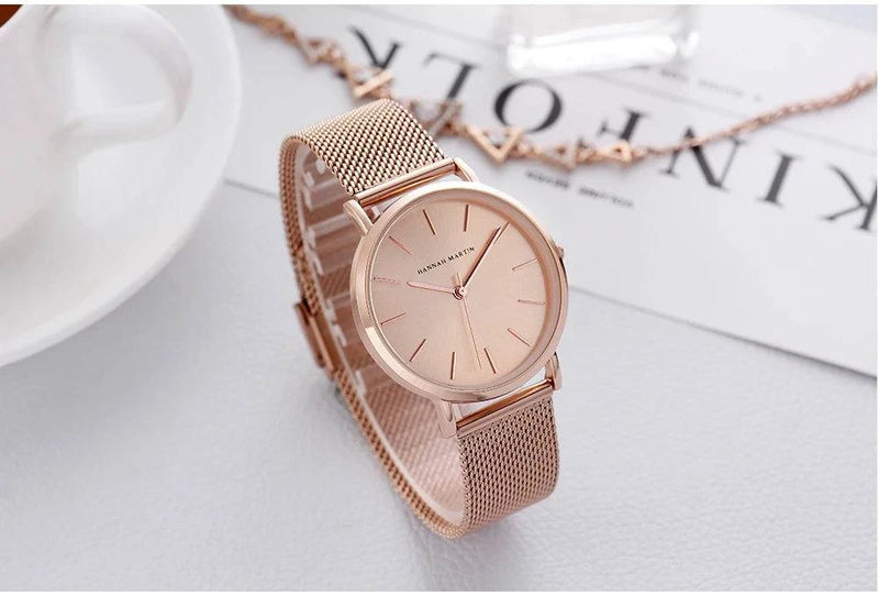 Drop Shipping A++++ Quality Stainless Steel Band Japan Quartz Movement Waterproof Women Full Rose Gold Ladies Luxury Wrist Watch - Property & Safety Tradings