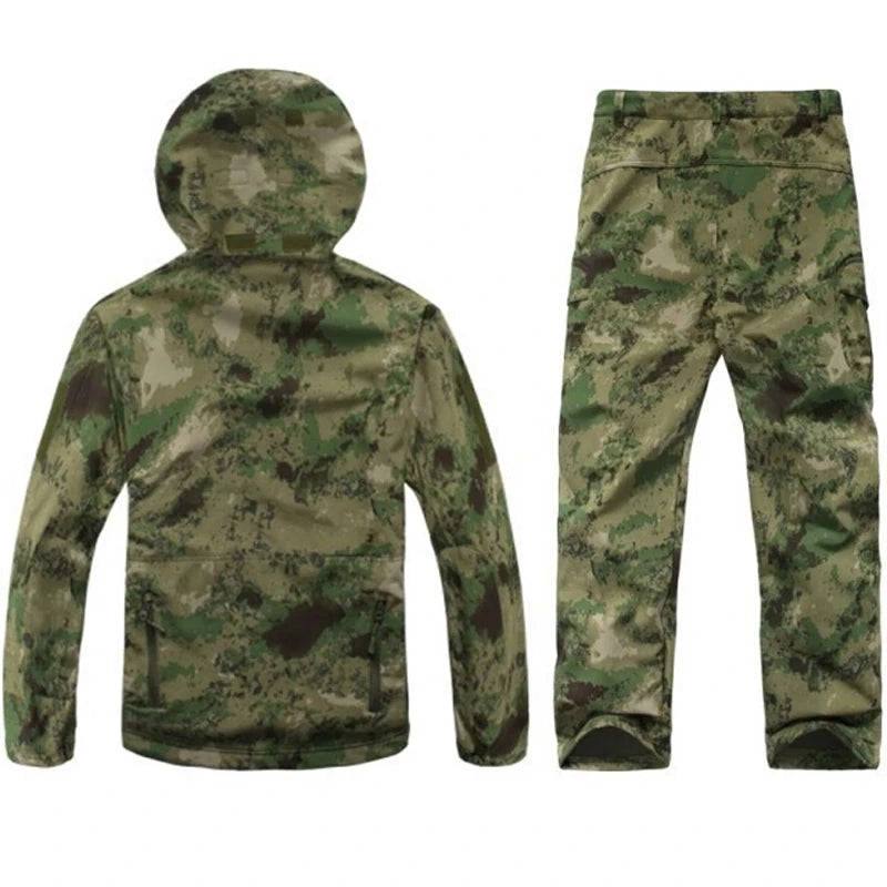 TAD Gear Tactical Softshell Camouflage Jacket Set Men Camping Windbreaker Waterproof Hiking Clothes Set Fleece Outdoors Jacket