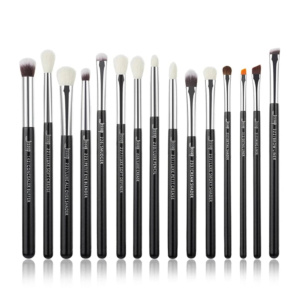 Jessup Makeup Brushes Set 15pcs Make up Brush Tools kit Eye Liner Shader natural-synthetic hair Rose Gold/Black T157 - Property & Safety Tradings