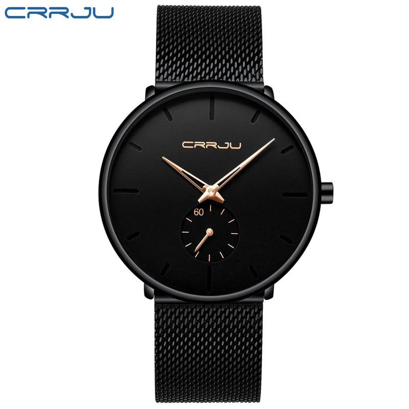 CRRJU Fashion Mens Watches Top Brand Luxury Quartz Watch Men Casual Slim Mesh Steel Waterproof Sport Watch Relogio Masculino - Property & Safety Tradings