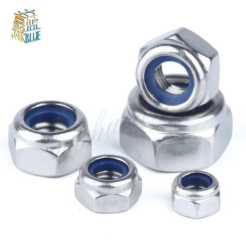 2/5/20/50Pcs DIN985 M2 M2.5 M3 M4 M5 M6 M8 304 Stainless Steel Nylon Self-locking Hex Nuts Locknut Slip Lock Nut - PST PS Tradings