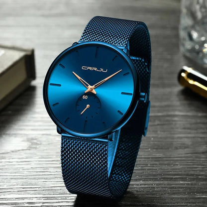 CRRJU Fashion Mens Watches Top Brand Luxury Quartz Watch Men Casual Slim Mesh Steel Waterproof Sport Watch Relogio Masculino - PST PS Tradings