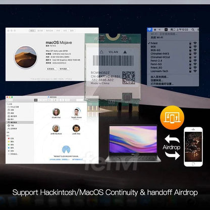 Dual band Wireless Hackintosh BCM94360NG WIFI Card NGFF M.2 1200Mbps Bluetooth4.0 BCM94352Z NGFF 802.11ac Wlan Adapter DW1560 - Property & Safety Tradings