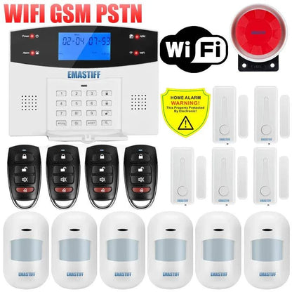 IOS Android APP Wired Wireless Home Security Tuya WIFI PSTN GSM Alarm System Intercom Remote Control Autodial Siren Sensor Kit - Property & Safety Tradings