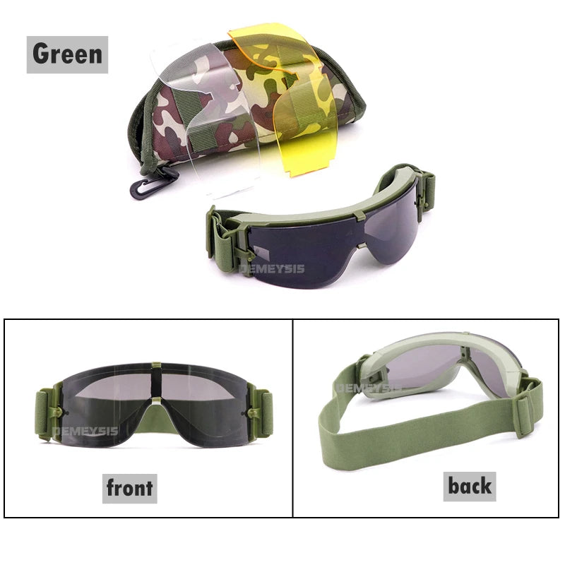 Tactical Glasses Airsoft Glasses Paintball Shooting eyewear Windproof  Tactical Goggles Anti-UV Protection Glasses - PST PS Tradings