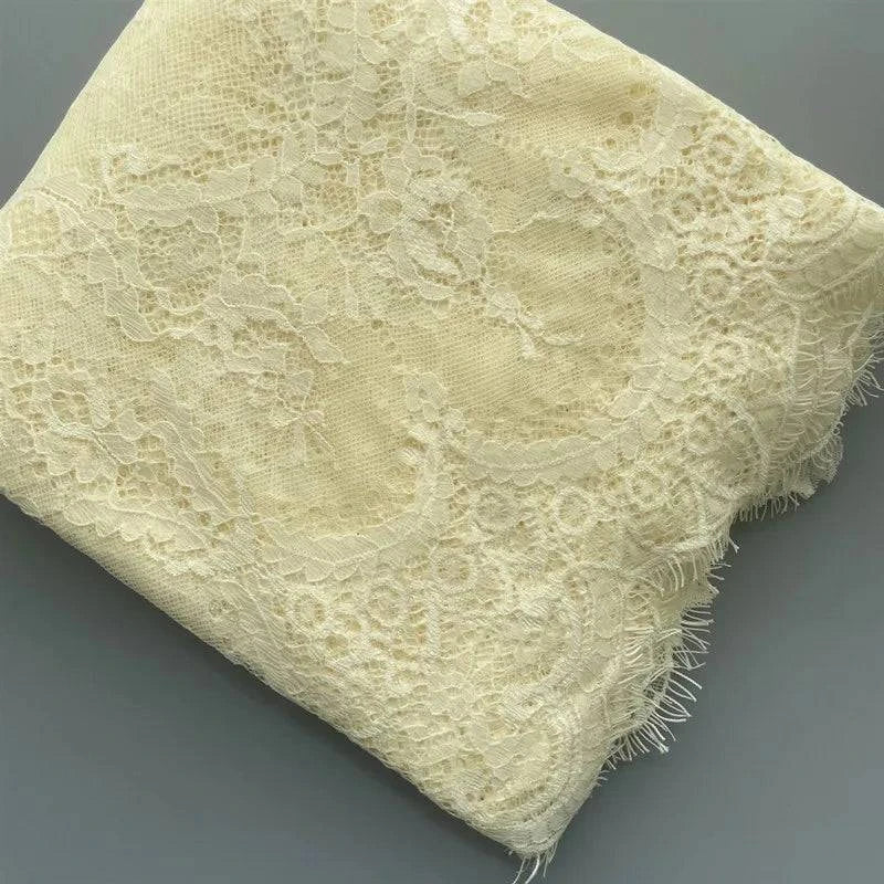 French Eyelash Lace Fabric,DIY Exquisite Lace, Embroidery Clothes, Wedding Dress Accessories, White and Black,150cm,3m per Lot - Property & Safety Tradings