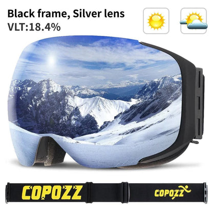 COPOZZ Magnetic Ski Goggles with Quick-Change Lens and Case Set 100% UV400 Protection Anti-fog Snowboard Goggles for Men & Women - Property & Safety Tradings