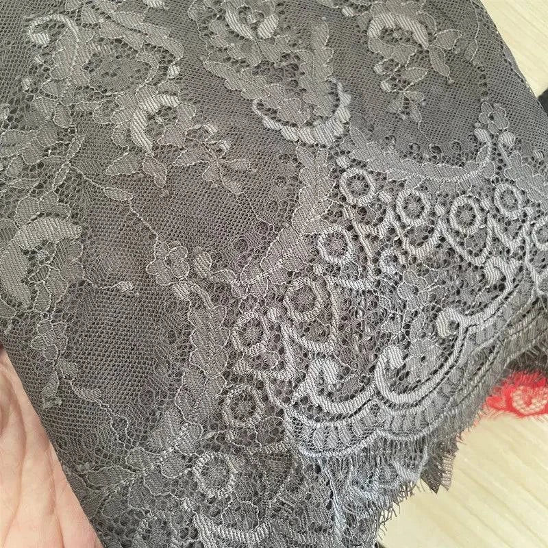 French Eyelash Lace Fabric,DIY Exquisite Lace, Embroidery Clothes, Wedding Dress Accessories, White and Black,150cm,3m per Lot - Property & Safety Tradings