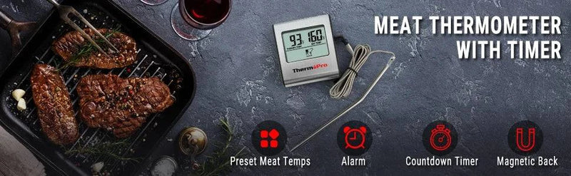 ThermoPro TP-16 Digital Thermometer For Oven Smoker Candy Liquid Kitchen Cooking Grilling Meat BBQ Thermometer and Timer - Property & Safety Tradings