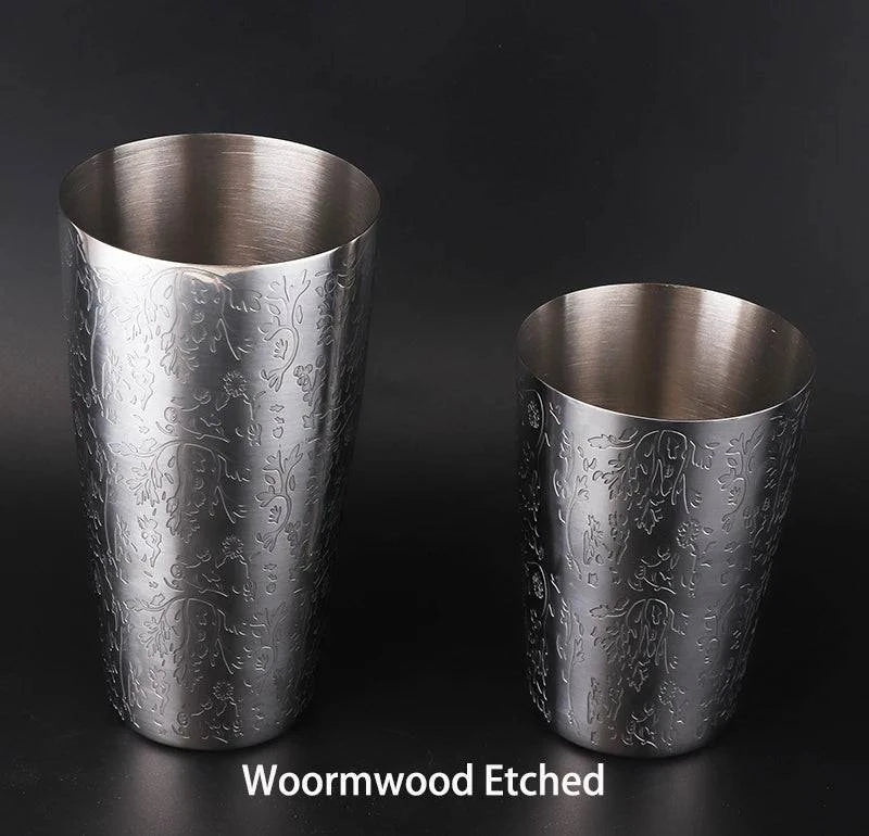 Boston Cocktail Shaker With Etched Pattern Bar Cocktail Shaker Tin Set - 800ml & 500ml - PST PS Tradings