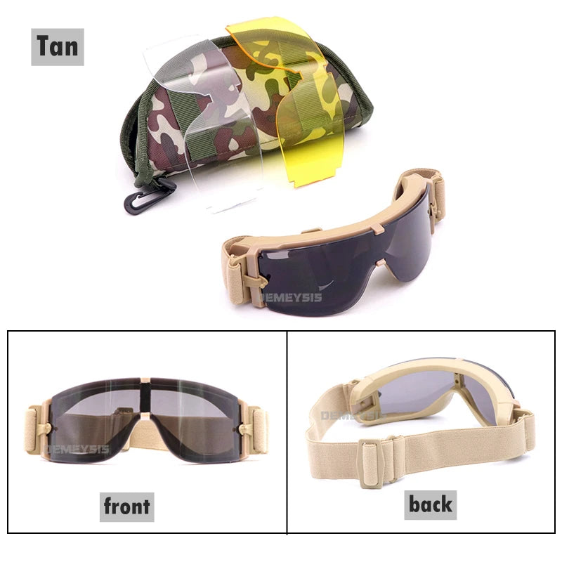 Tactical Glasses Airsoft Glasses Paintball Shooting eyewear Windproof  Tactical Goggles Anti-UV Protection Glasses - PST PS Tradings