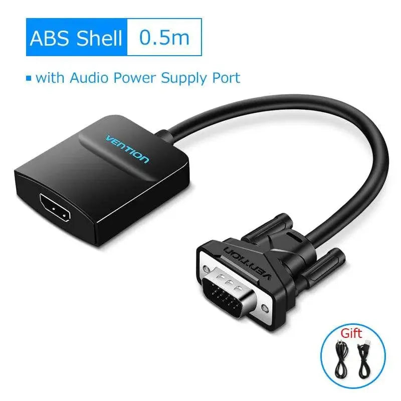 Vention Active VGA to HDMI Adapter with 3.5mm AUX Audio Jack HDMI Female to VGA Male Converter for TV Stick PC Projector Laptop - Property & Safety Tradings