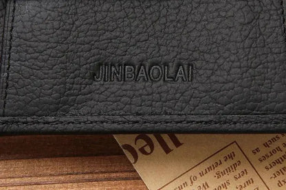 JINBAOLAI Genuine Leather Men Wallets Short Design ID Card Holder Waterproof Black Male Wallet Casual Top Quality Men Purse - PST PS Tradings