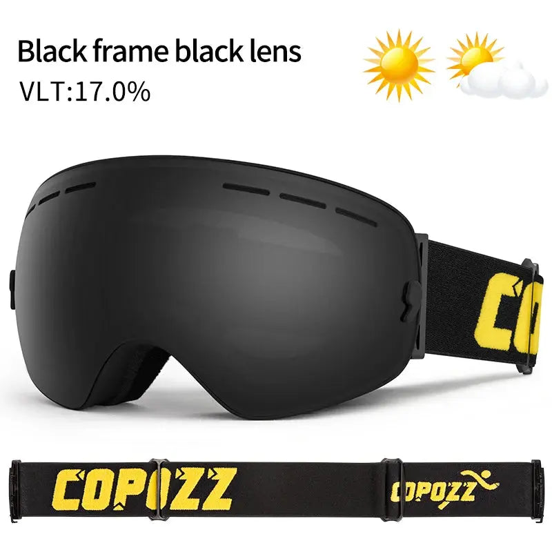 COPOZZ Brand Professional Ski Goggles Double Layers Lens Anti-fog UV400 Big Ski Glasses Skiing Snowboard Men Women Snow Goggles - Property & Safety Tradings