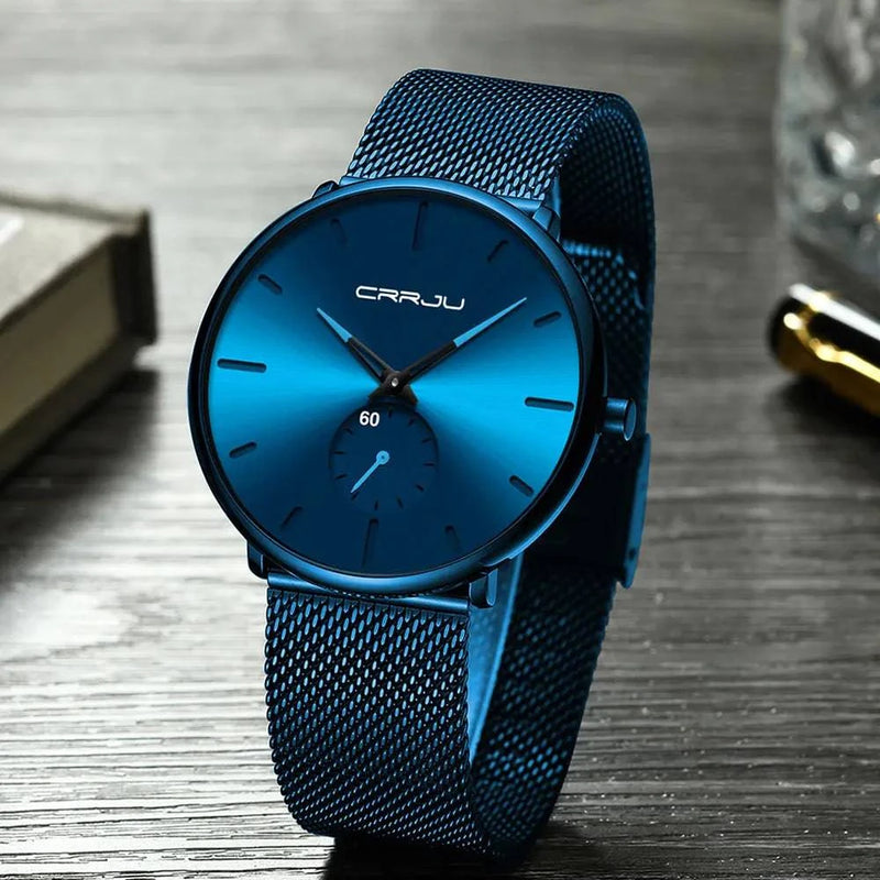 CRRJU Fashion Mens Watches Top Brand Luxury Quartz Watch Men Casual Slim Mesh Steel Waterproof Sport Watch Relogio Masculino - Property & Safety Tradings