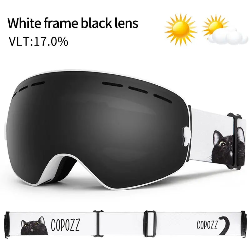 COPOZZ Brand Professional Ski Goggles Double Layers Lens Anti-fog UV400 Big Ski Glasses Skiing Snowboard Men Women Snow Goggles - Property & Safety Tradings