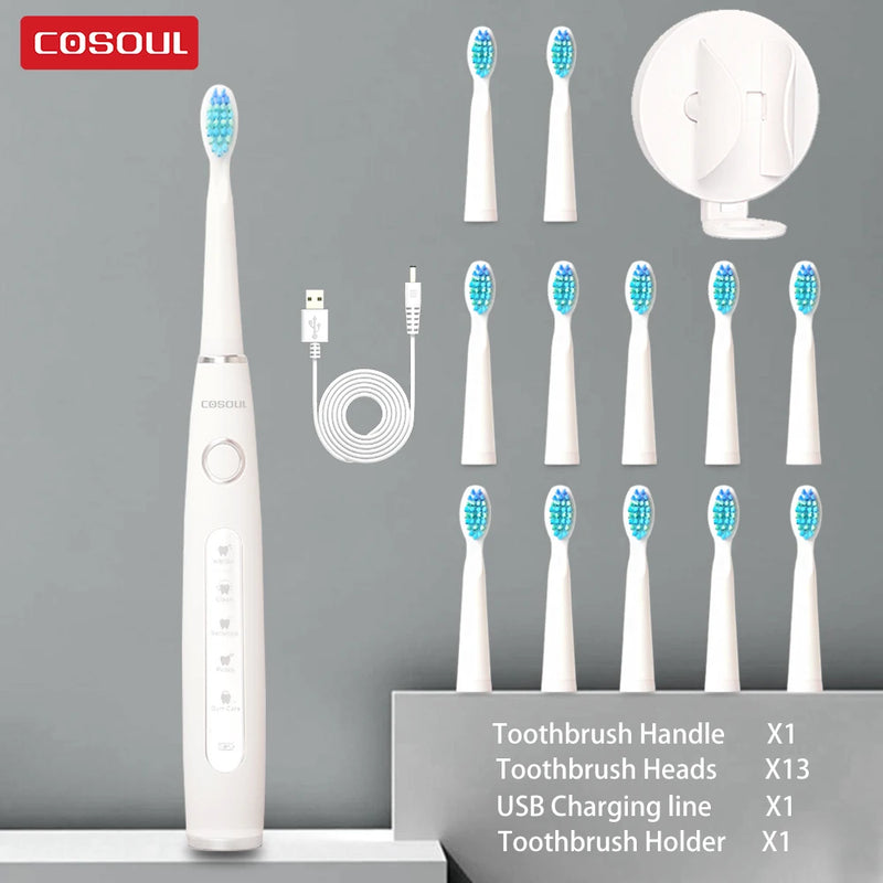 Electric Toothbrush Sonic Rechargeable Top Quality Smart Chip Toothbrush Head Replaceable Whitening Healthy Best Gift ! - PST PS Tradings