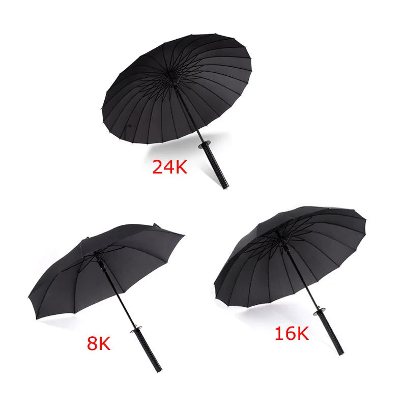 Creative Long Handle Large Windproof Samurai Sword Umbrella Japanese Ninja-like Sun Rain Straight Umbrellas Automatic Open - Property & Safety Tradings