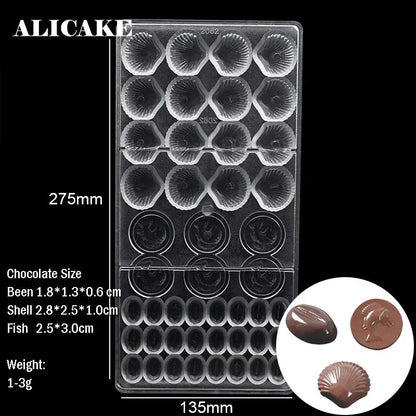 Polycarbonate Chocolate Molds for Chocolate Professional Baking Candy Bonbons Bar Acrylic Mould Confectionery Bakery Utensils - Property & Safety Tradings