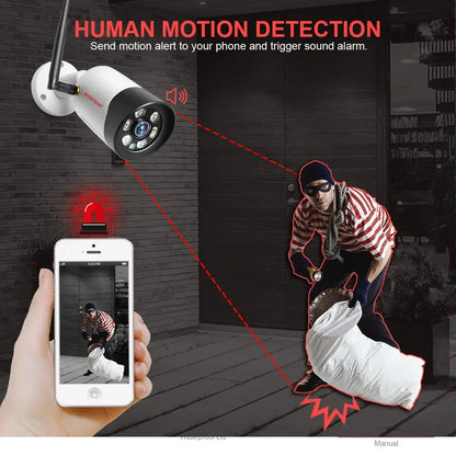 HD 1080P 5MP 8MP Wifi IP Camera Outdoor Wireless Full Color Night Vision CCTV Bullet Security Camera TF Card Slot APP CamHipro - Property & Safety Tradings