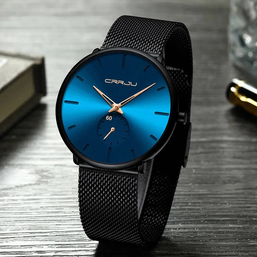 CRRJU Fashion Mens Watches Top Brand Luxury Quartz Watch Men Casual Slim Mesh Steel Waterproof Sport Watch Relogio Masculino - PST PS Tradings