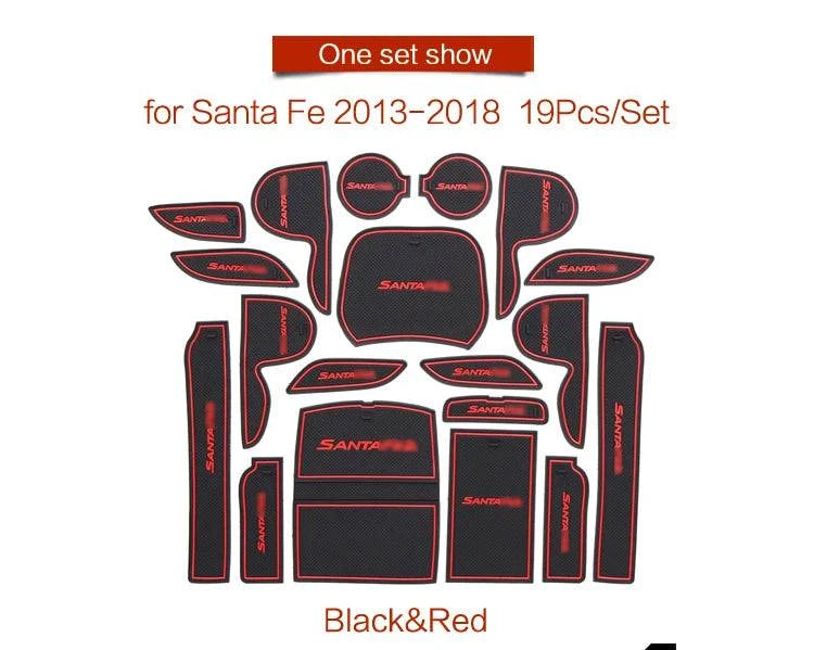 Anti-Slip Gate Slot Cup Mat for Hyundai Santa Fe 2013 - 2018 2017 2016 DM Maxcruz Grand SantaFe Car Accessories Mats Pad Rubber - PST PS Tradings