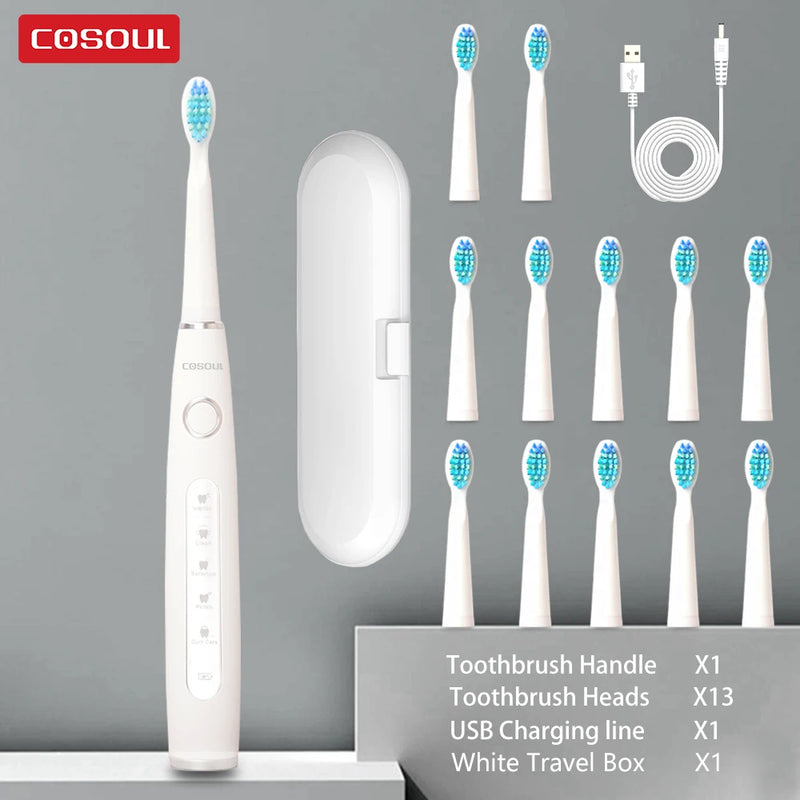 Electric Toothbrush Sonic Rechargeable Top Quality Smart Chip Toothbrush Head Replaceable Whitening Healthy Best Gift ! - PST PS Tradings