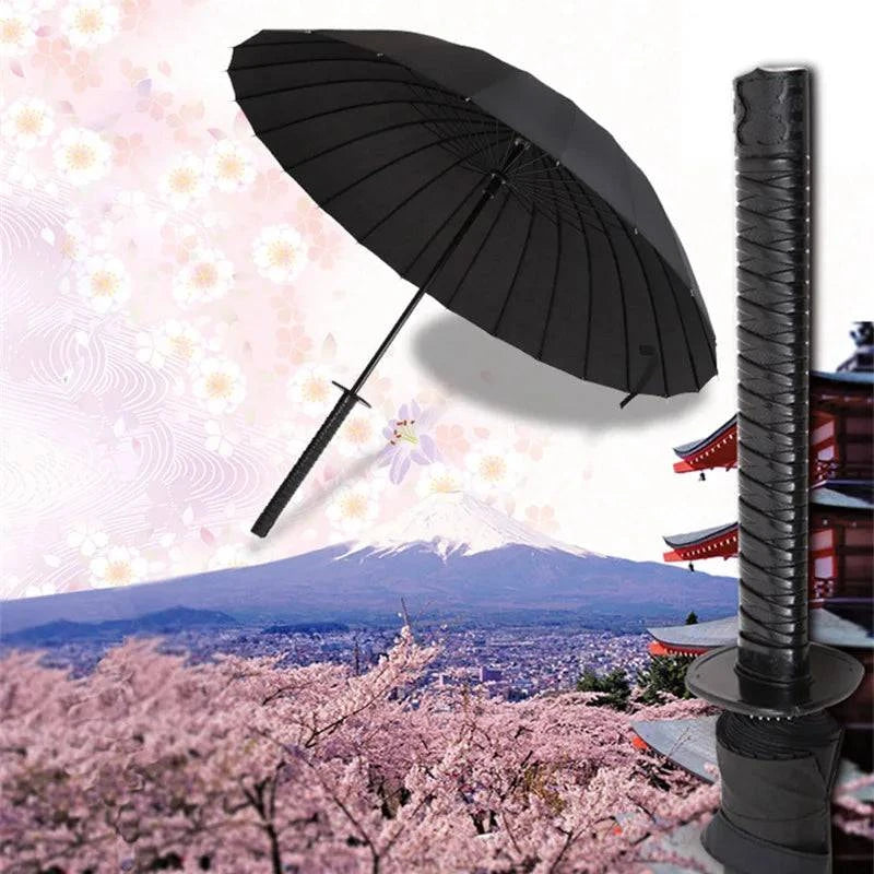 Creative Long Handle Large Windproof Samurai Sword Umbrella Japanese Ninja-like Sun Rain Straight Umbrellas Automatic Open - Property & Safety Tradings