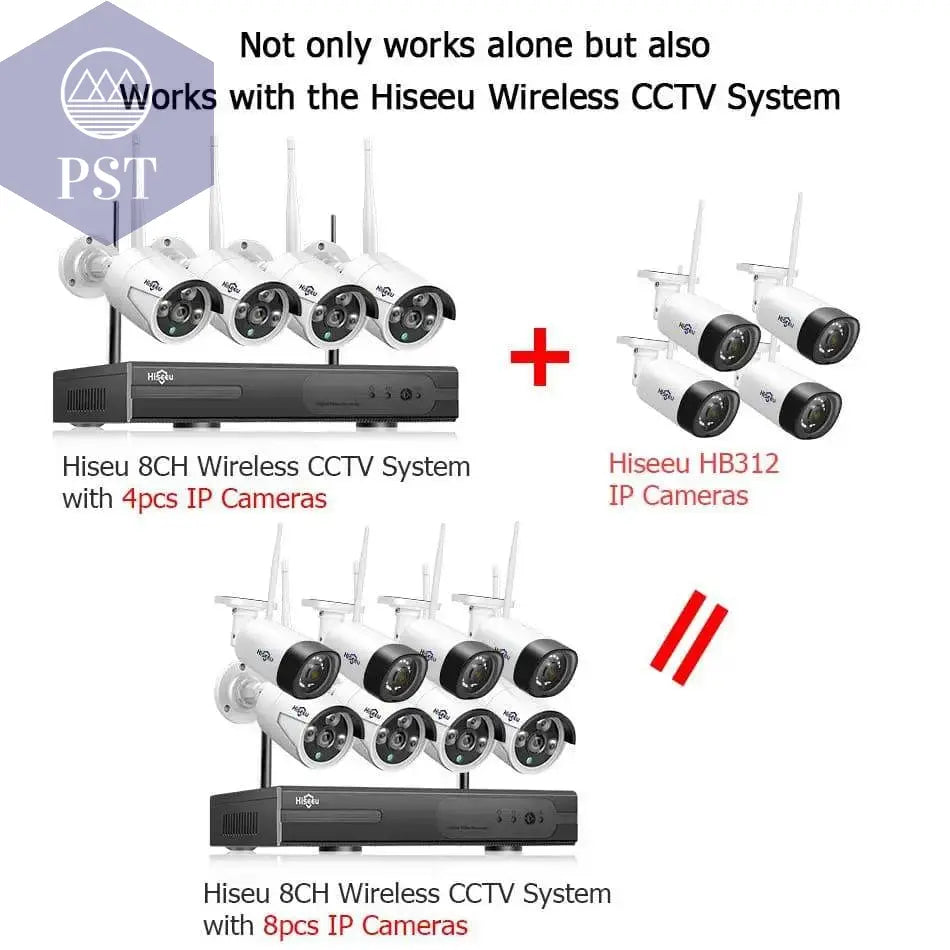 Hiseeu 3MP 5MP Wireless IP Camera Outdoor Waterproof CCTV WiFi Surveillance Security Camera P2P For Eseecloud Wireless System - Property & Safety Tradings